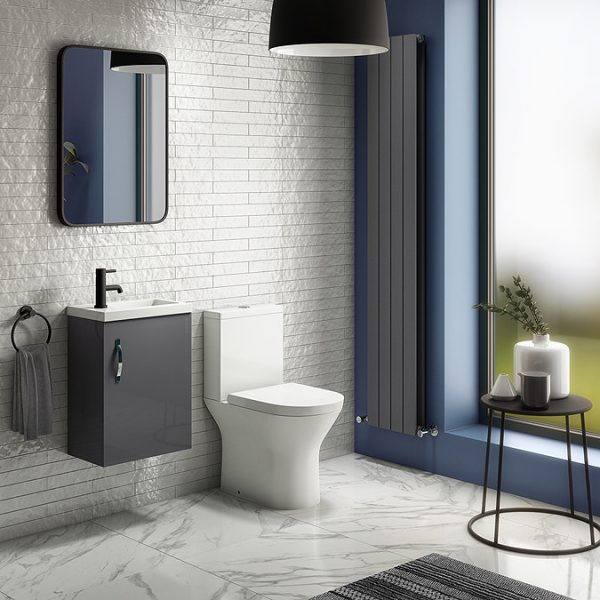 Apollo2 405mm Gloss Grey Compact Wall Hung Vanity Unit - Image 5