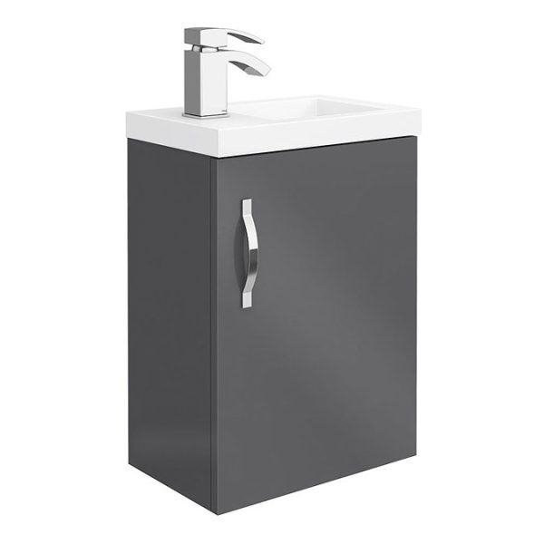 Apollo2 405mm Gloss Grey Compact Wall Hung Vanity Unit - Image 2
