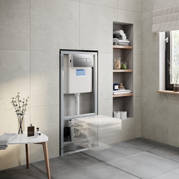 Villeroy & Boch Viconnect Pro Toilet Frame with Chrome Flush Plate + Architectura Rimless Toilet - Image 4