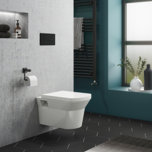 Arezzo Complete Wall Hung Toilet Set   Matt Black Flush