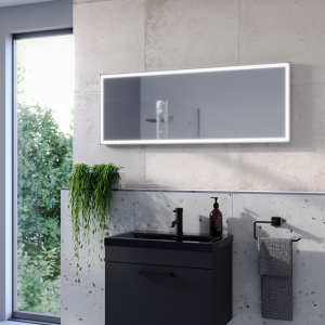 Arezzo 1200 x 450 Brushed Silver LED Universal Mirror with Motion Sensor and Anti Fog