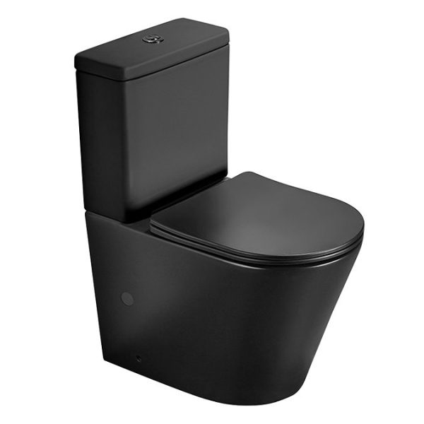 Arezzo Matt Black BTW Close Coupled Toilet + Soft Close Seat - Image 2