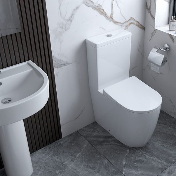 Arezzo Compact BTW Close Coupled Toilet + Soft Close Seat - Image 5