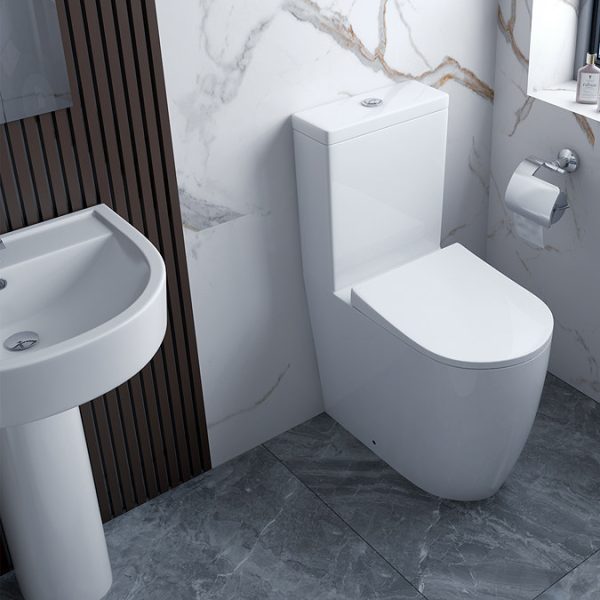 Arezzo Compact BTW Close Coupled Comfort Height Toilet + Soft Close Seat - Image 2