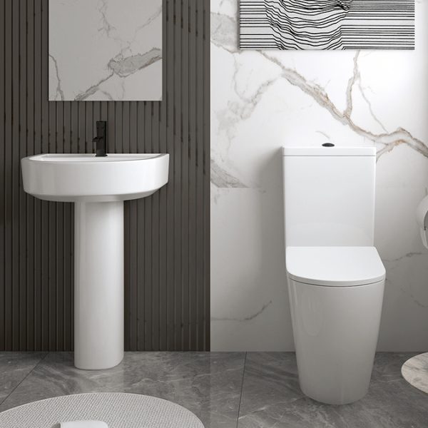 Arezzo Compact BTW Close Coupled Toilet with Soft Close Seat (Matt Black Flush + Hinges) - Image 5