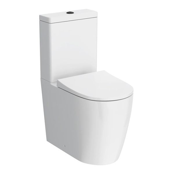 Arezzo Compact BTW Close Coupled Toilet with Soft Close Seat (Matt Black Flush + Hinges) - Image 2