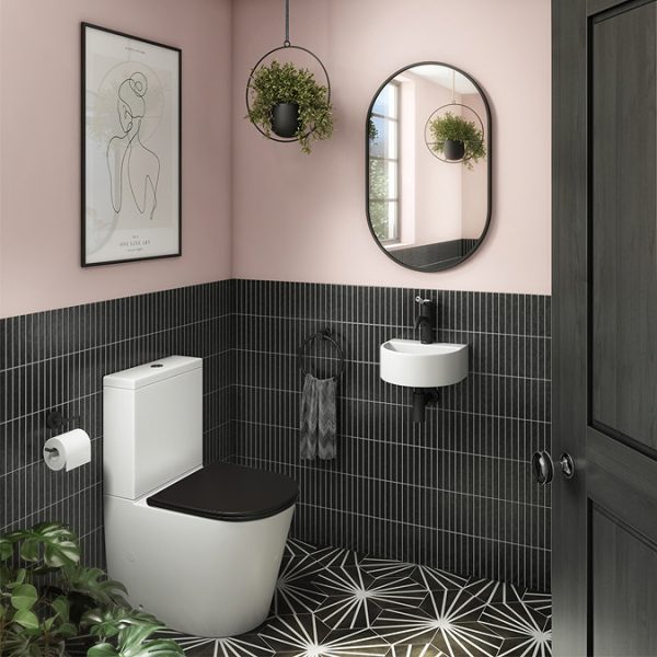 Arezzo BTW Close Coupled Toilet with Matt Black Soft Close Seat - Image 2