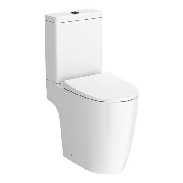 Arezzo Compact Close Coupled Toilet with Soft Close Seat (Matt Black Flush + Hinges) - Image 2