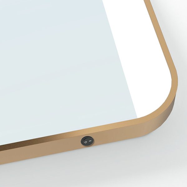 Arezzo Brushed Brass 500 x 700mm Rectangular Illuminated Strips Bathroom Mirror - Image 3