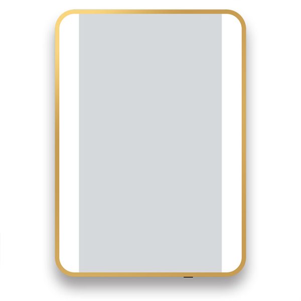 Arezzo Brushed Brass 500 x 700mm Rectangular Illuminated Strips Bathroom Mirror - Image 4