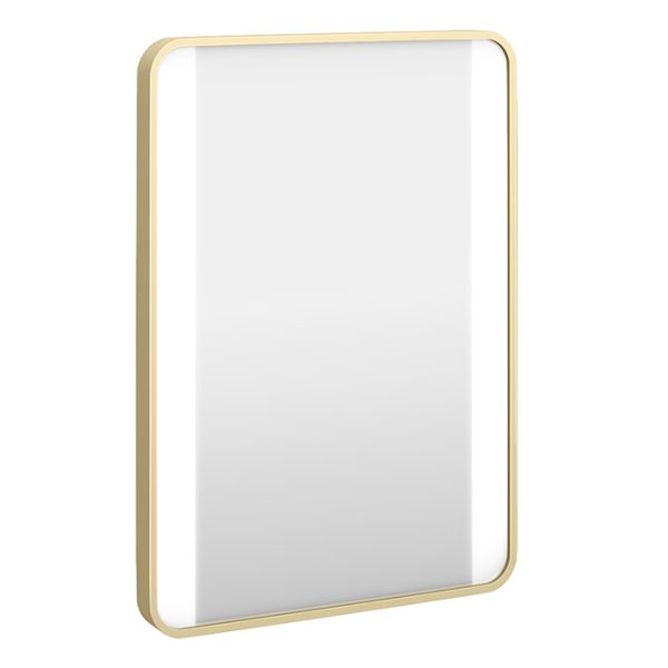 Arezzo Brushed Brass 500 x 700mm Rectangular Illuminated Strips Bathroom Mirror - Image 5