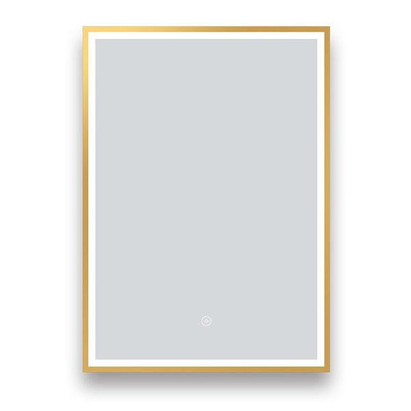 Arezzo Brushed Brass 500 x 700mm Rectangular LED Illuminated Anti Fog Bathroom Mirror - Image 3