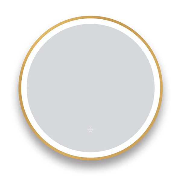 Arezzo Brushed Brass 600mm Round LED Illuminated Anti Fog Bathroom Mirror - Image 3