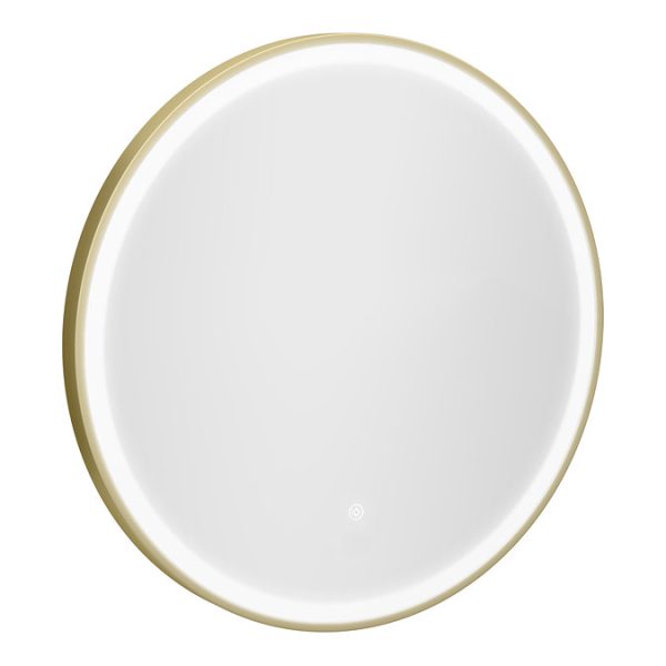 Arezzo Brushed Brass 600mm Round LED Illuminated Anti Fog Bathroom Mirror - Image 4