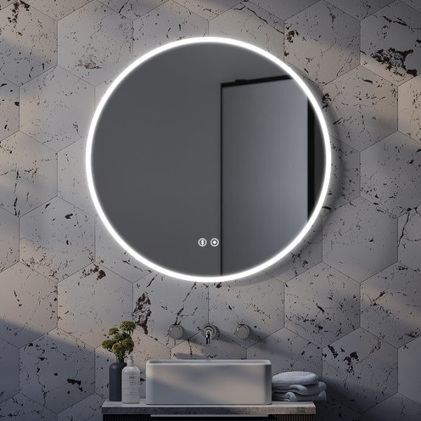 Arezzo 800mm Large Round LED Illuminated Anti Fog Mirror + Bluetooth - Image 2