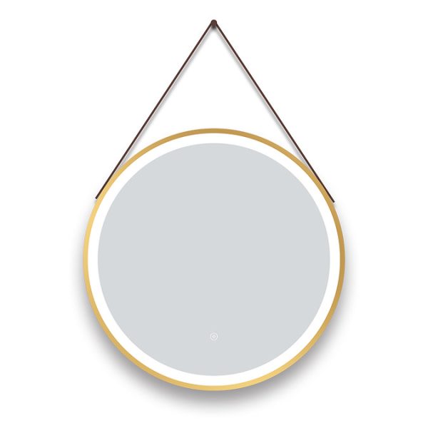 Arezzo Brushed Brass Hanging 600mm Round LED Illuminated Anti Fog Bathroom Mirror - Image 3