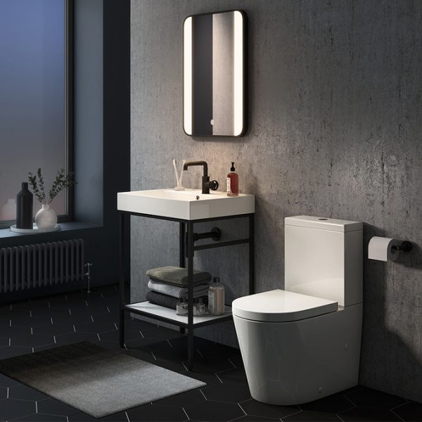 Arezzo Matt Black 500 x 700mm Rectangular LED Mirror with Anti Fog, Touch Control & Colour Changing Light - Image 5