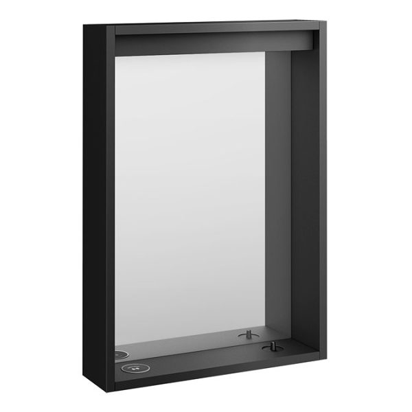 Arezzo 500 x 700 Matt Black LED Mirror with Motion Sensor, Wireless Mobile Charger, Toothbrush Charger and Anti Fog - Image 6