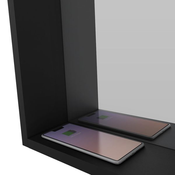 Arezzo 500 x 700 Matt Black LED Mirror with Motion Sensor, Wireless Mobile Charger, Toothbrush Charger and Anti Fog - Image 5