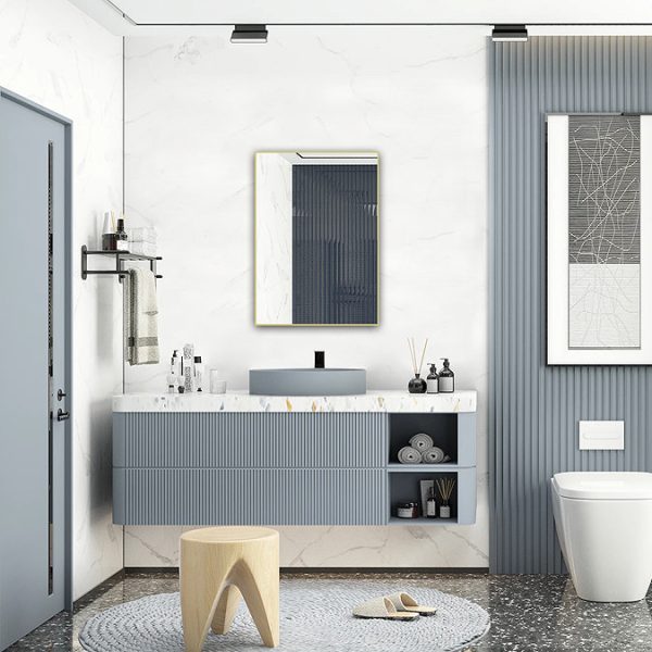 Arezzo Thin Frame 500 x 700mm Rectangular Mirror   Brushed Brass - Image 2