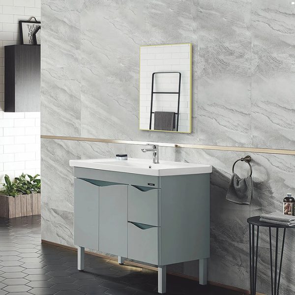 Arezzo Thin Frame 500 x 700mm Rectangular Mirror   Brushed Brass - Image 3