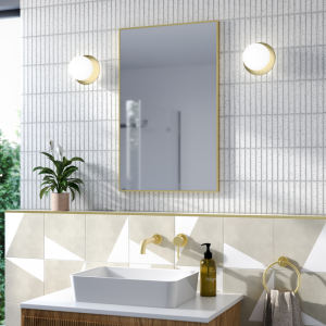 Arezzo Thin Frame 500 x 800mm Rectangular Mirror   Brushed Brass