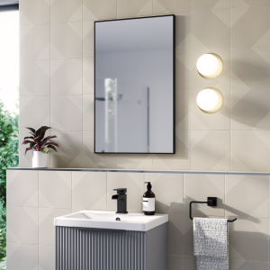 Arezzo Thin Frame 500 x 800mm Rectangular Mirror   Matt Black