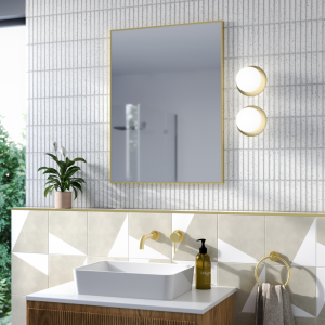 Arezzo Thin Frame 600 x 800mm Rectangular Mirror   Brushed Brass