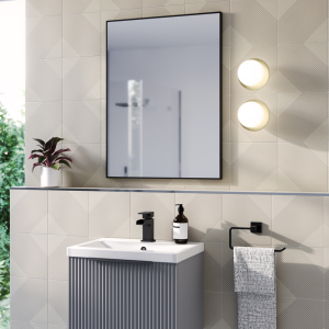 Arezzo Thin Frame 600 x 800mm Rectangular Mirror   Matt Black