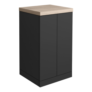 Atlas 500mm 2 Door Floor Standing Countertop Vanity Unit   Matt Black and Oak