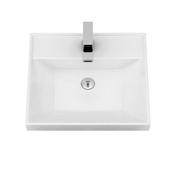 Atlas 500mm Matt Black 2 Door Vanity Unit with Gloss White Basin - Image 2