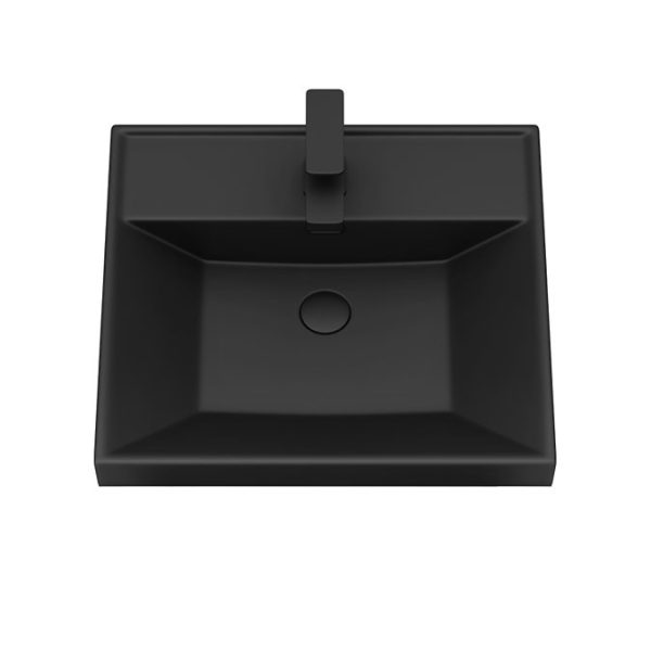 Atlas 500mm Matt Black 2 Door Vanity Unit with Matt Black Basin - Image 2