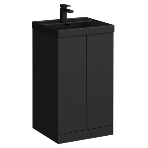 Atlas 500mm Matt Black 2 Door Vanity Unit with Matt Black Basin
