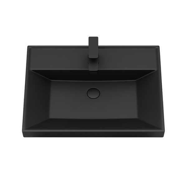 Atlas 600mm Matt Black 2 Door Vanity Unit with Matt Black Basin - Image 2
