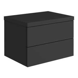 Atlas 600mm 2 Drawer Wall Hung Countertop Vanity Unit   Matt Black