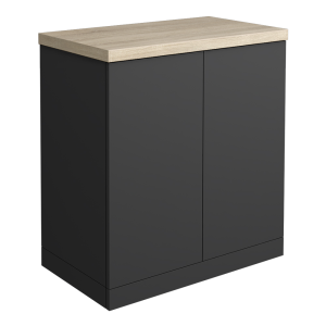 Atlas 800mm 2 Door Floor Standing Countertop Vanity Unit   Matt Black and Oak