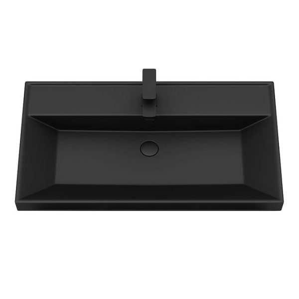 Atlas 800mm Matt Black 2 Door Vanity Unit with Matt Black Basin - Image 2