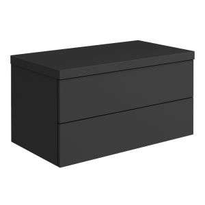 Atlas 800mm 2 Drawer Wall Hung Countertop Vanity Unit   Matt Black