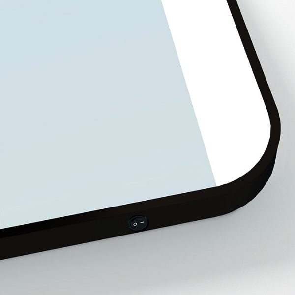 Arezzo Matt Black 500 x 700mm Rectangular LED Illuminated Bathroom Mirror - Image 4