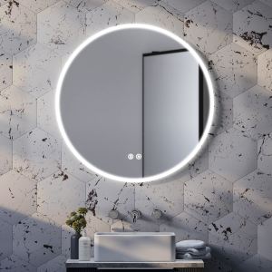 Arezzo 800mm Large Round LED Illuminated Anti Fog Mirror + Bluetooth