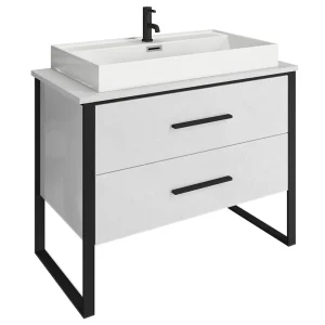 Arezzo Countertop Basin Unit   Gloss White with Black Frame   1000mm inc. Basin