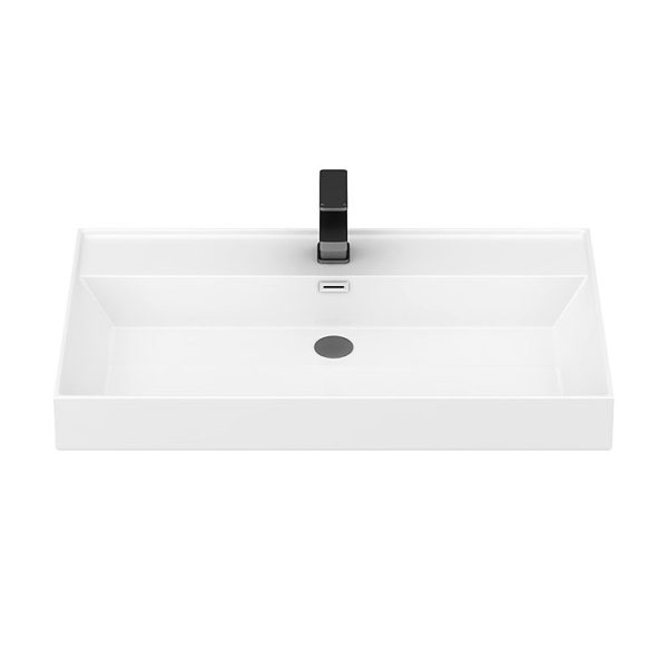 Arezzo Countertop Basin Unit   Gloss White with Black Frame   1000mm inc. Basin - Image 2