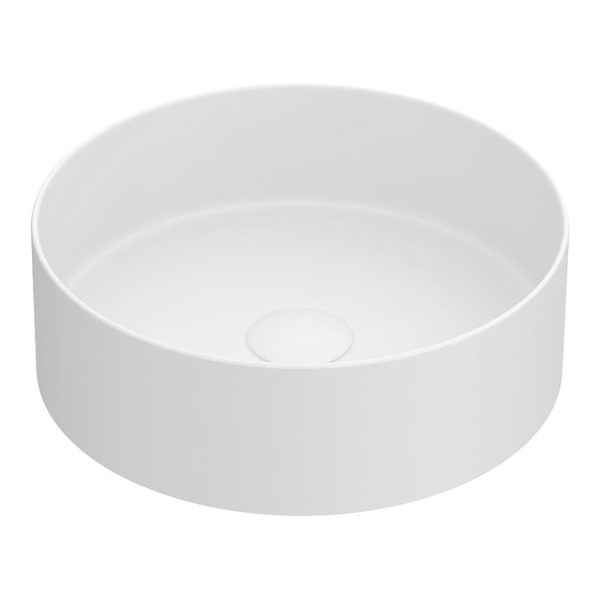 Arezzo Wall Hung Countertop Vanity Unit   Matt Black   600mm with Worktop, Black Handle & Matt White Round Basin - Image 4