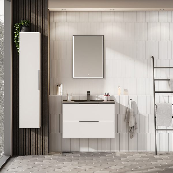 Arezzo Matt Black 500 x 700mm Rectangular LED Illuminated Anti Fog Bathroom Mirror - Image 2