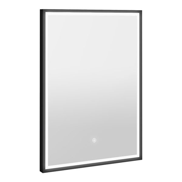 Arezzo Matt Black 500 x 700mm Rectangular LED Illuminated Anti Fog Bathroom Mirror - Image 5