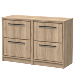 Arezzo Moda 1205mm Rustic Oak Floor Standing 4 Drawer Countertop Vanity Unit with Matt Black Handles