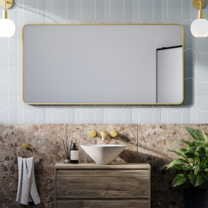 Arezzo Brushed Brass Framed Bathroom Mirror   1400 x 700mm
