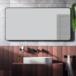 Arezzo Matt Black Framed Bathroom Mirror   1400 x 700mm