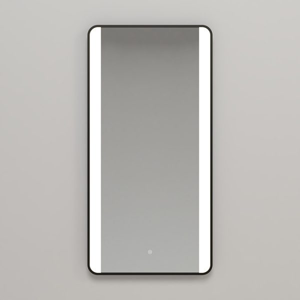 Arezzo Matt Black 600 x 1200mm Rectangular LED Illuminated Anti Fog Bathroom Mirror - Image 3