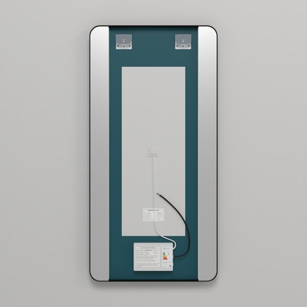 Arezzo Matt Black 600 x 1200mm Rectangular LED Illuminated Anti Fog Bathroom Mirror - Image 4